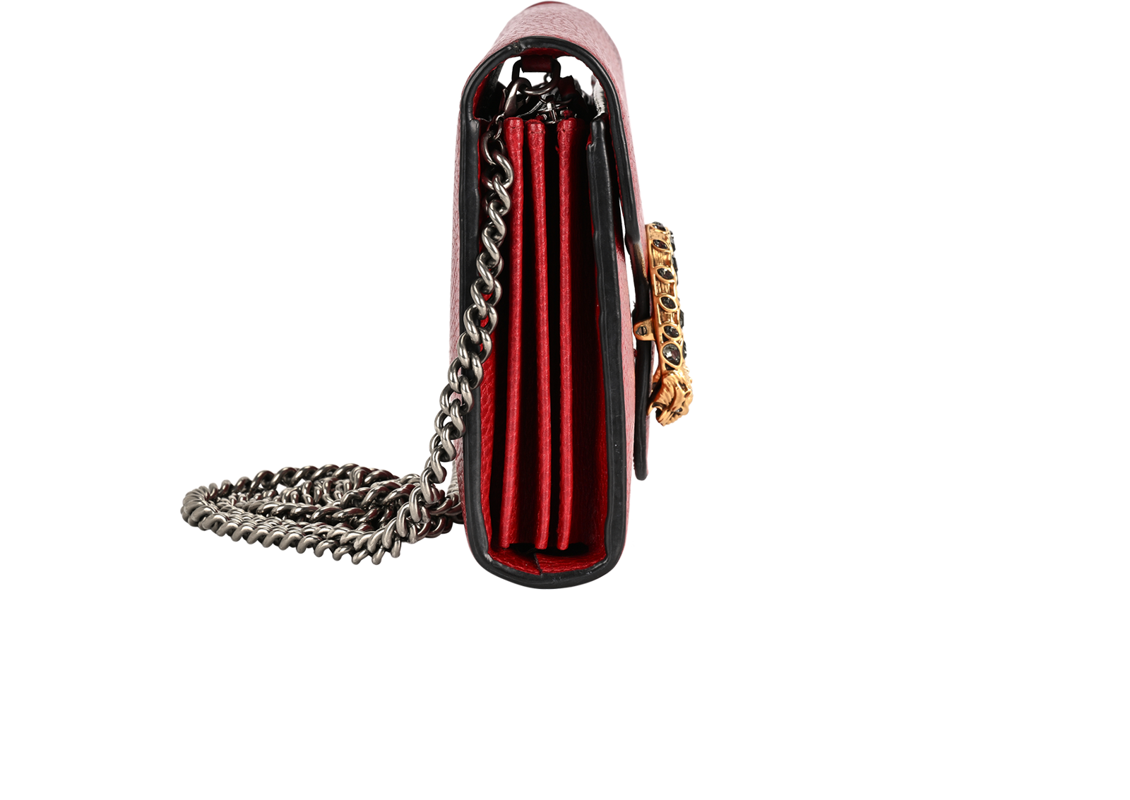 Dionysus Wallet On Chain, &pound;595, Handbags, Red, Leather, Side view